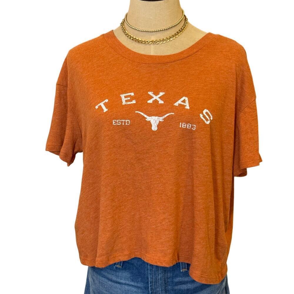 UNIVERSITY OF TEXAS UT Longhorns Cropped Tee T-Shirt L Gameday Collegiate NCAA - Picture 1 of 6